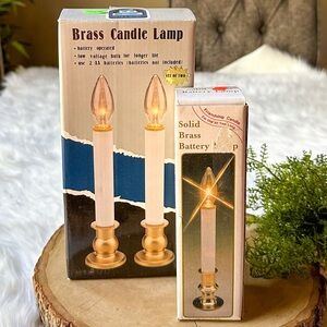 Vintage Solid Brass 7" Candlestick Battery Candle Lamp Holiday Christmas Window